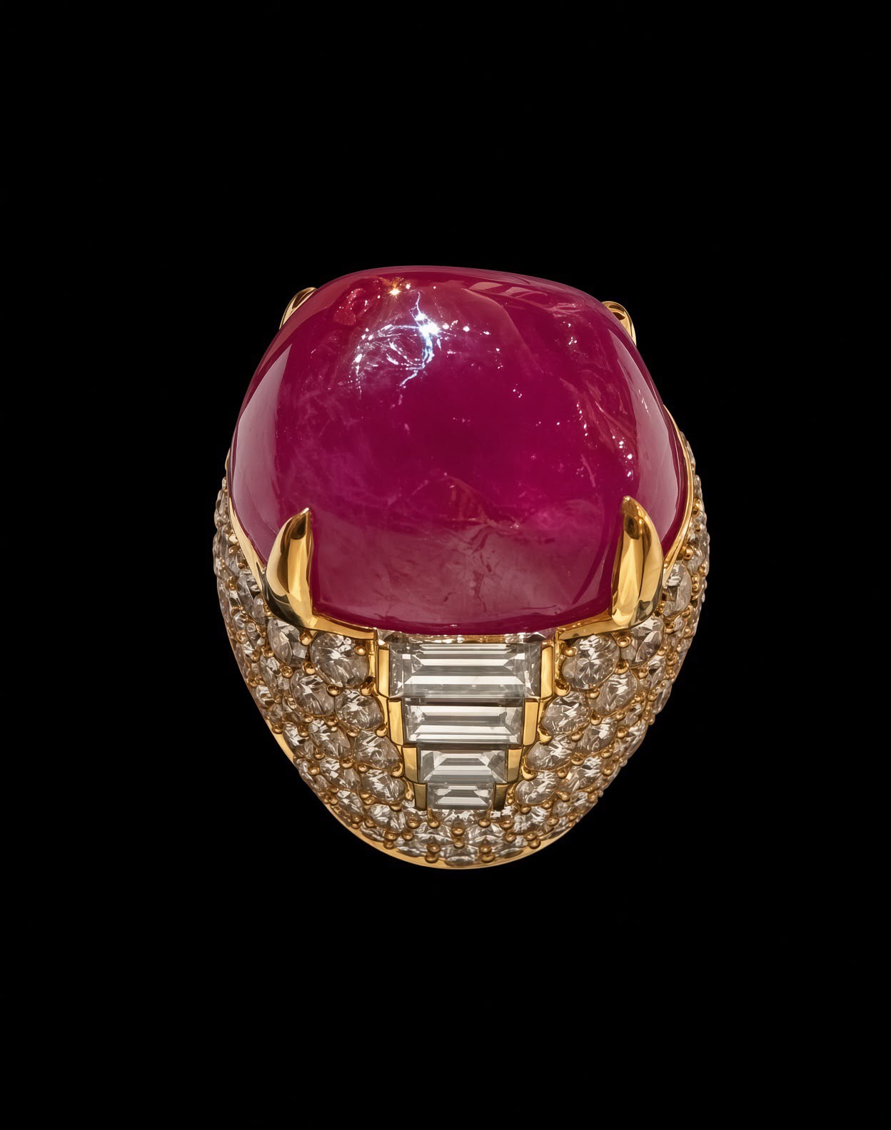 Bulgari cabochon ruby and diamond ring