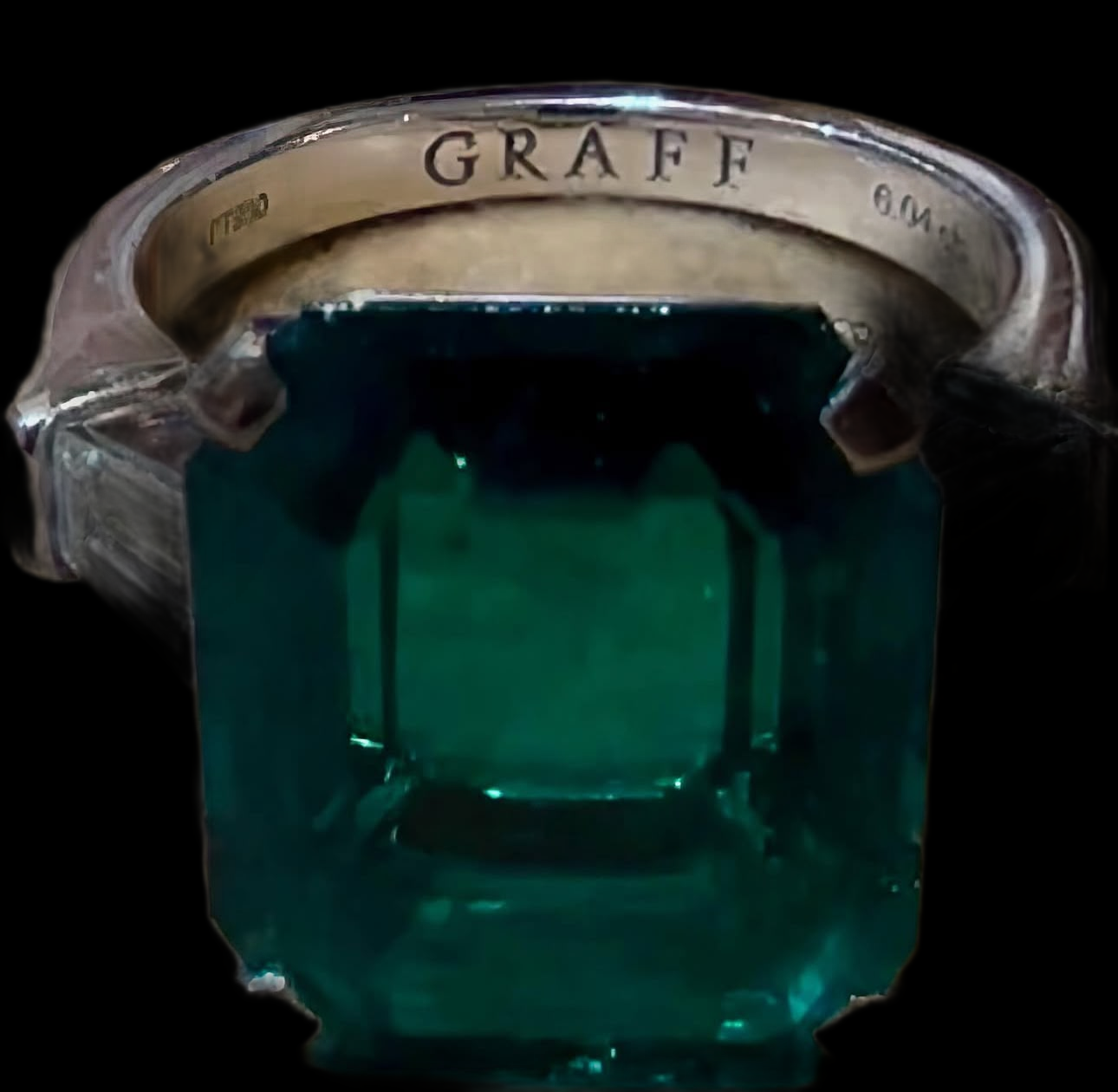 Graff substantial emerald and diamond ring